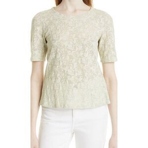 Rebecca Taylor jacquard texture T-shirt size XS sage color , NWT